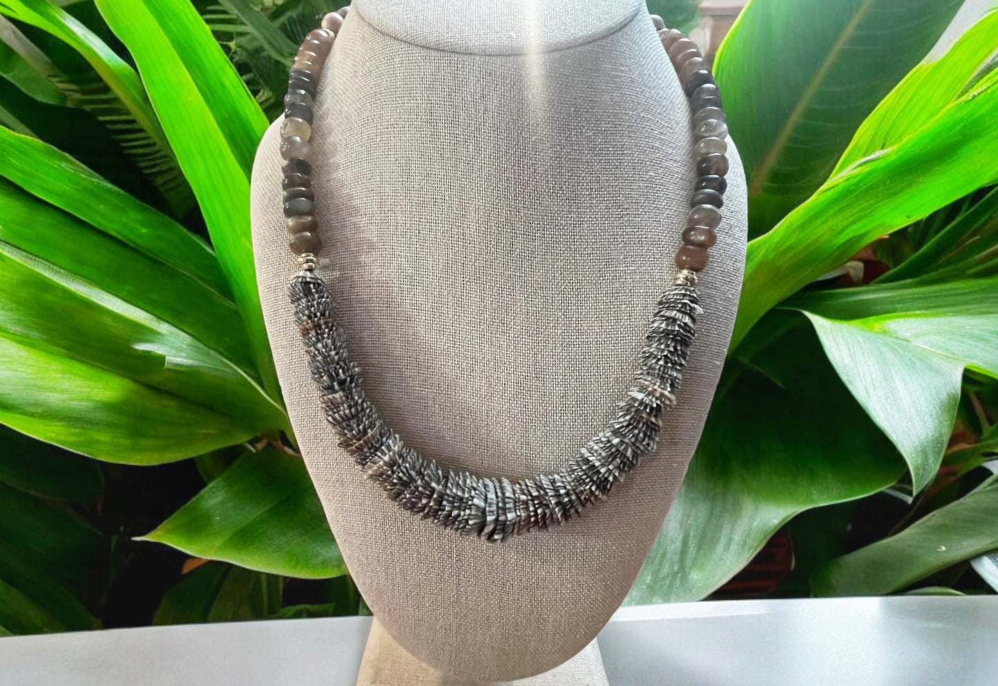 Opihi Obsidian Lei Necklace