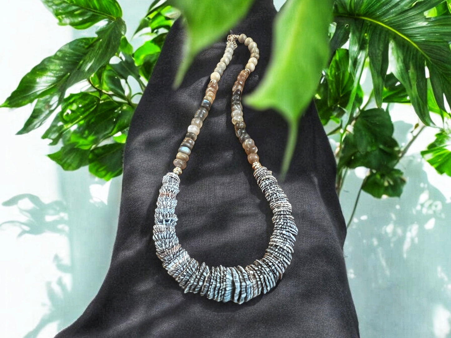 Opihi Obsidian Lei Necklace