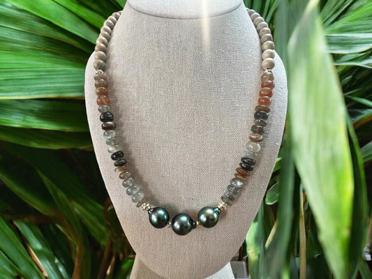Tahitian Obsidian Lei Necklace