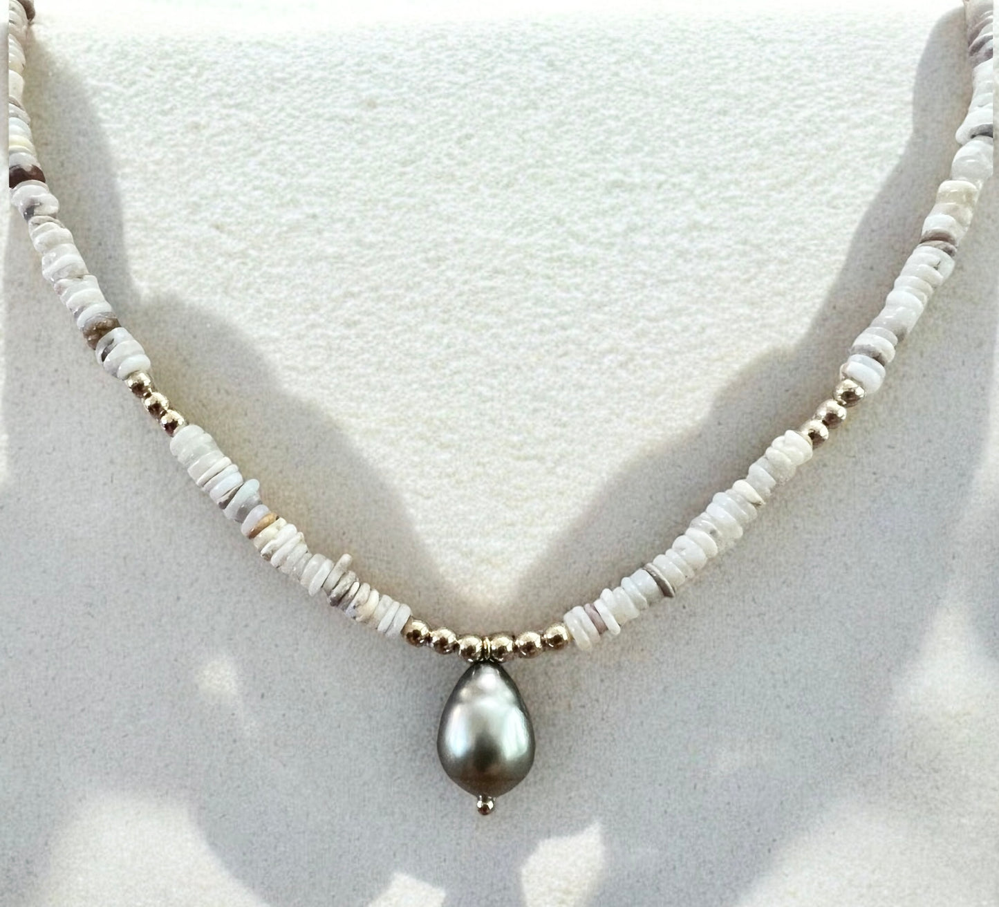 Australian Opal Mala Necklace - Tahitian Pearl