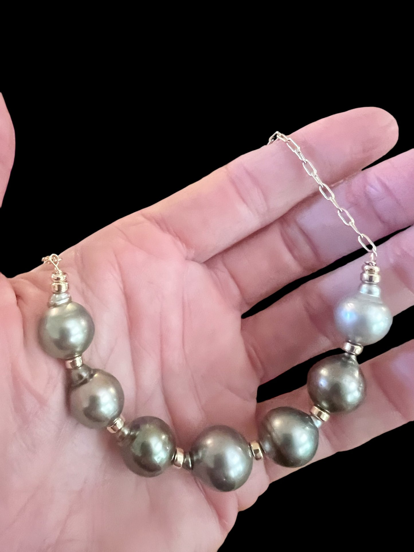 Bombucha Tahitian Pearl Paperclip Necklace