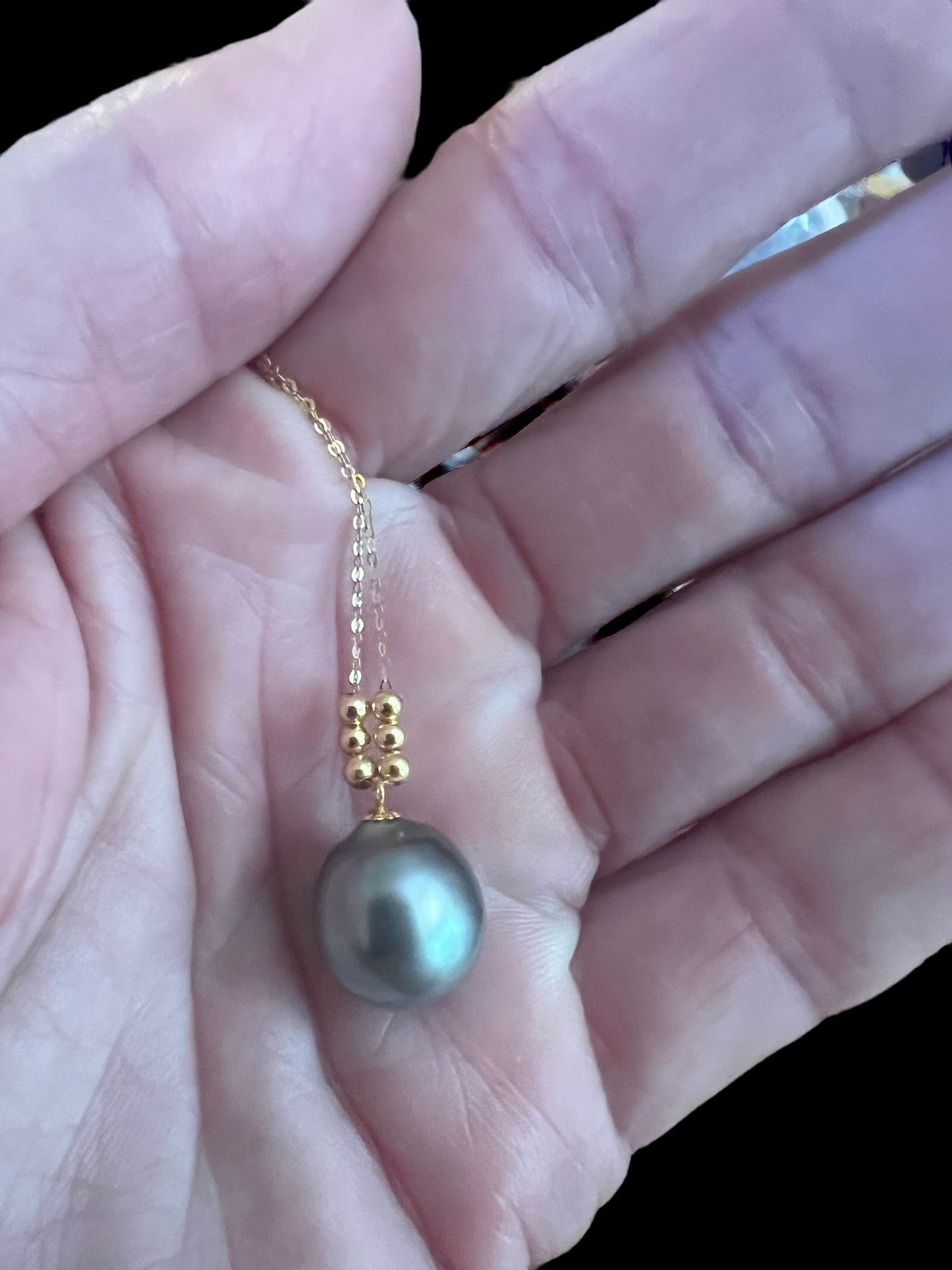 18kt Gold Tahitian Pearl Pendant Necklace