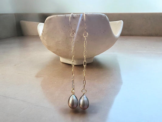 Freshwater Pearl Paperclip Danglers