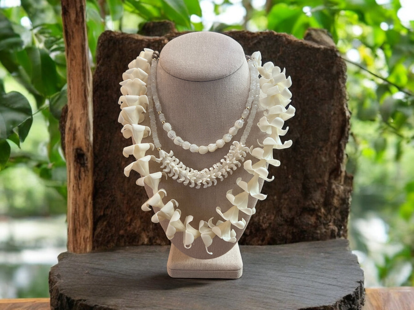 Open Pikake Moonstone Lei Necklace