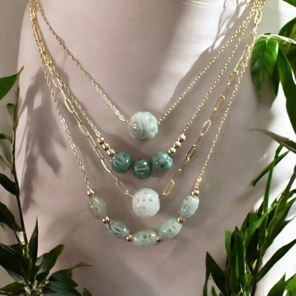 Carved Jade Floater Necklace
