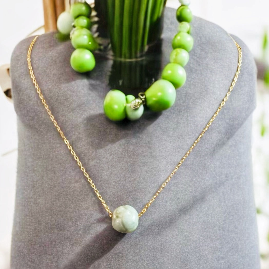 Carved Jade Floater Necklace