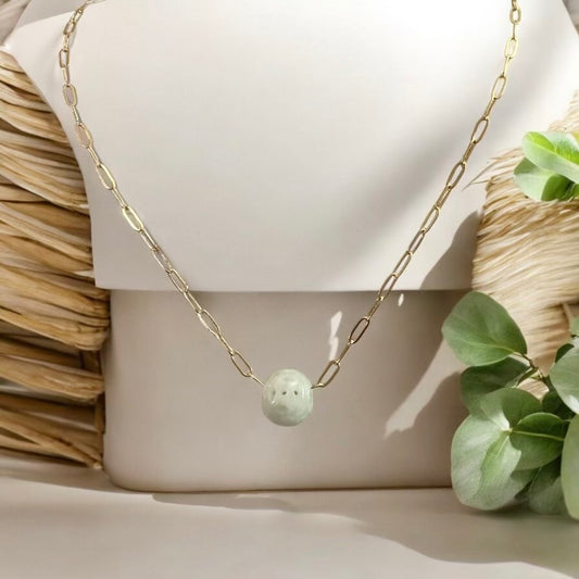Carved Jade Paperclip Necklace