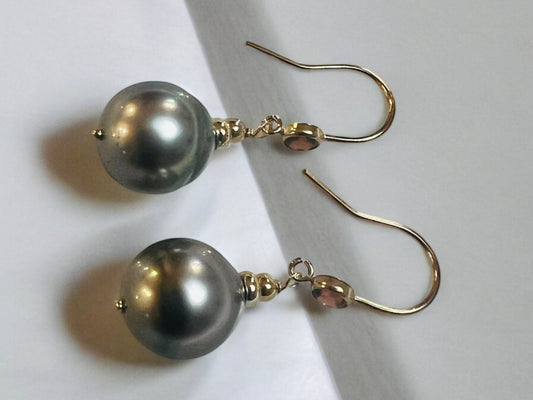 Tahitian & Garnet Earrings