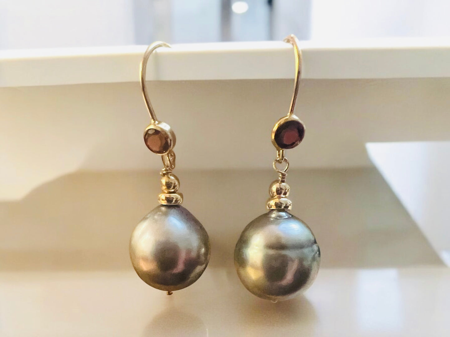 Tahitian & Garnet Earrings
