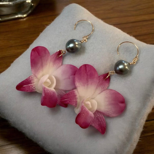 Orchid French Hook Earrings