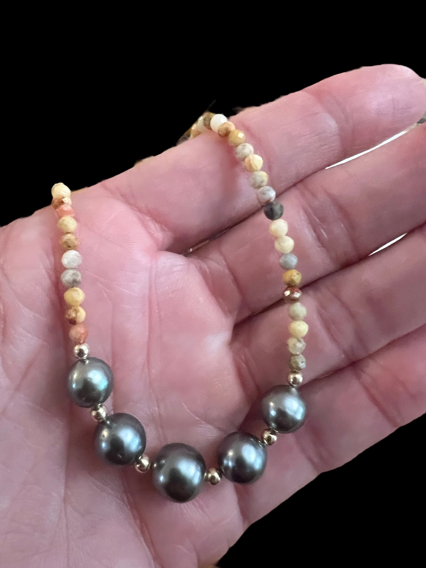 Fire Agate & Tahitian Goddess Necklace