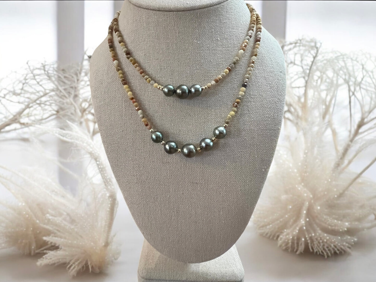 Fire Agate & Tahitian Princess Necklace