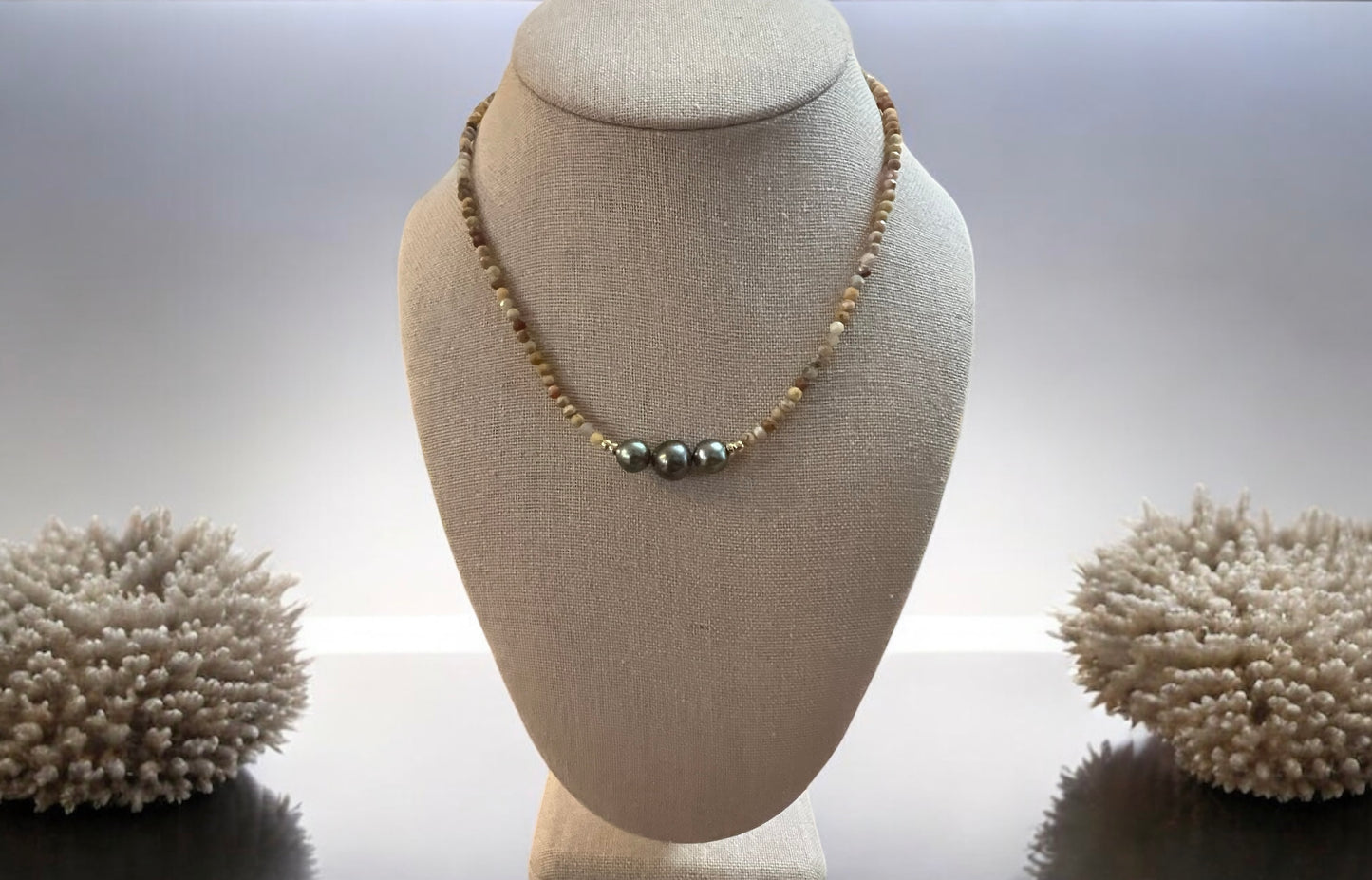 Fire Agate & Tahitian Princess Necklace