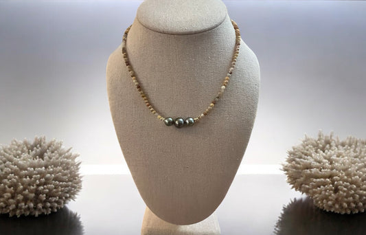 Fire Agate & Tahitian Princess Necklace