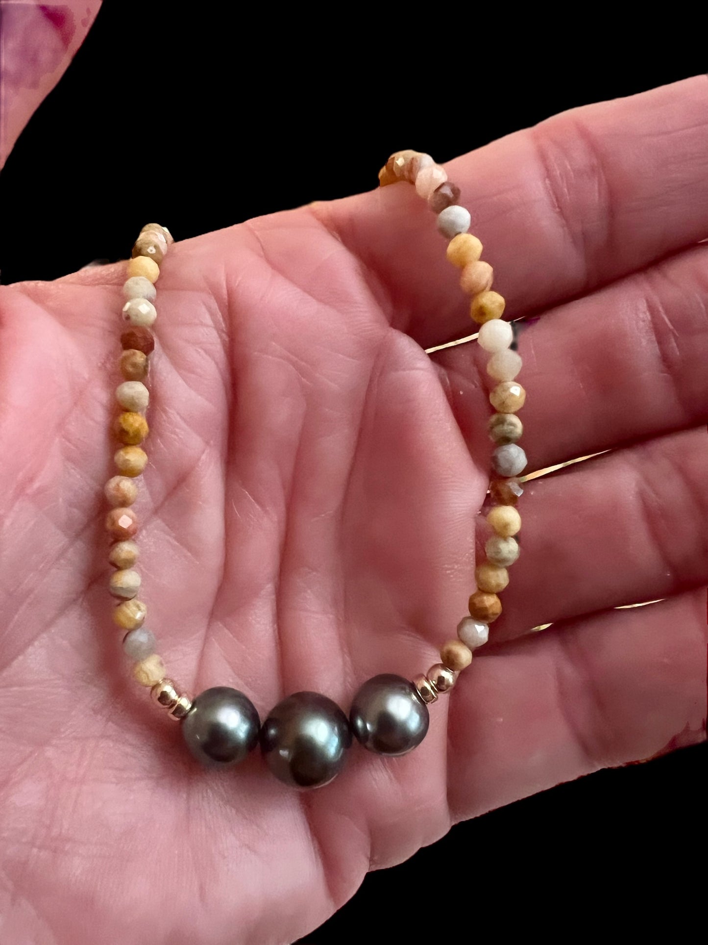 Fire Agate & Tahitian Princess Necklace