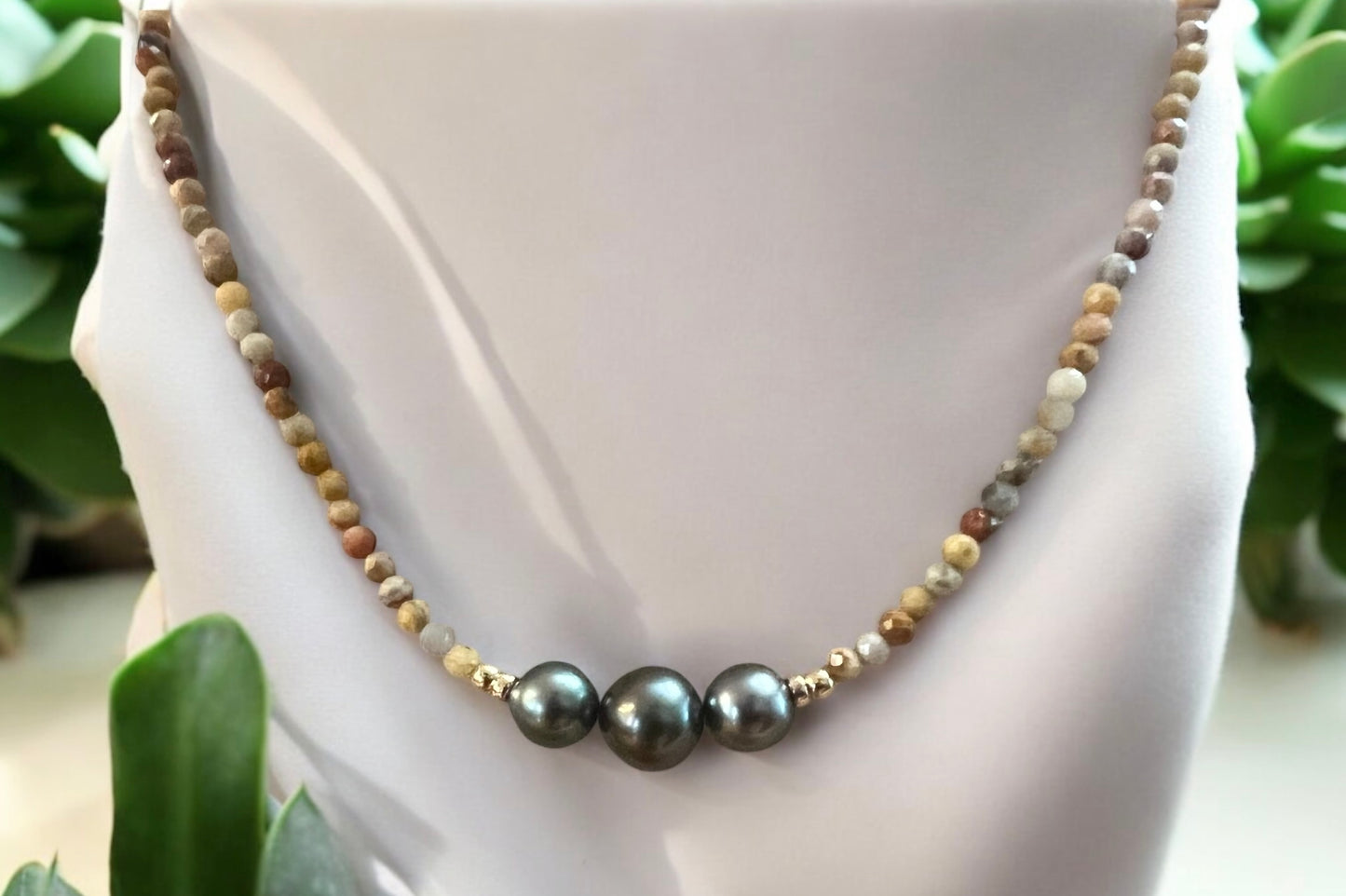 Fire Agate & Tahitian Princess Necklace