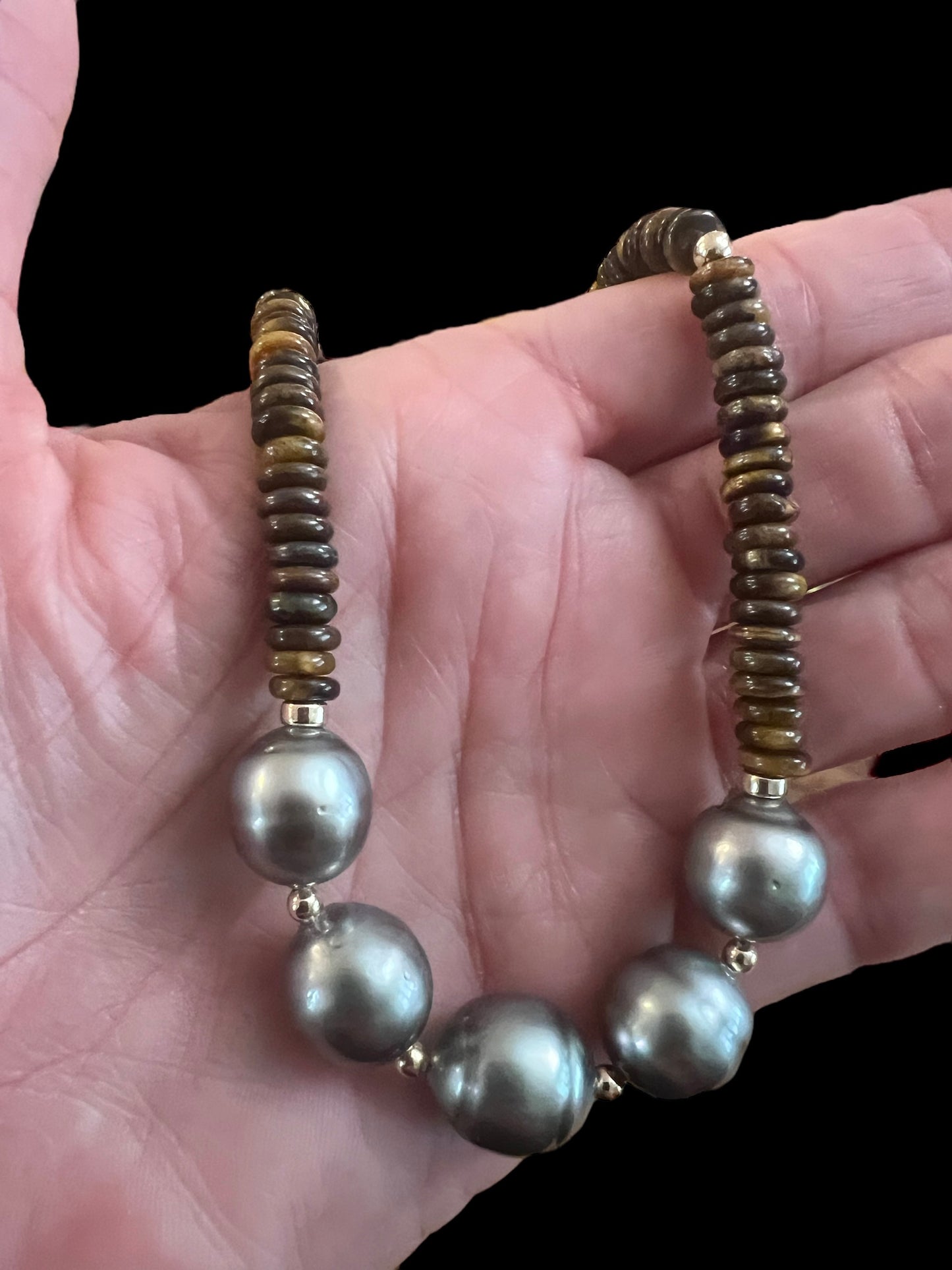 Tiger’s Eye & Tahitian Lei Necklace