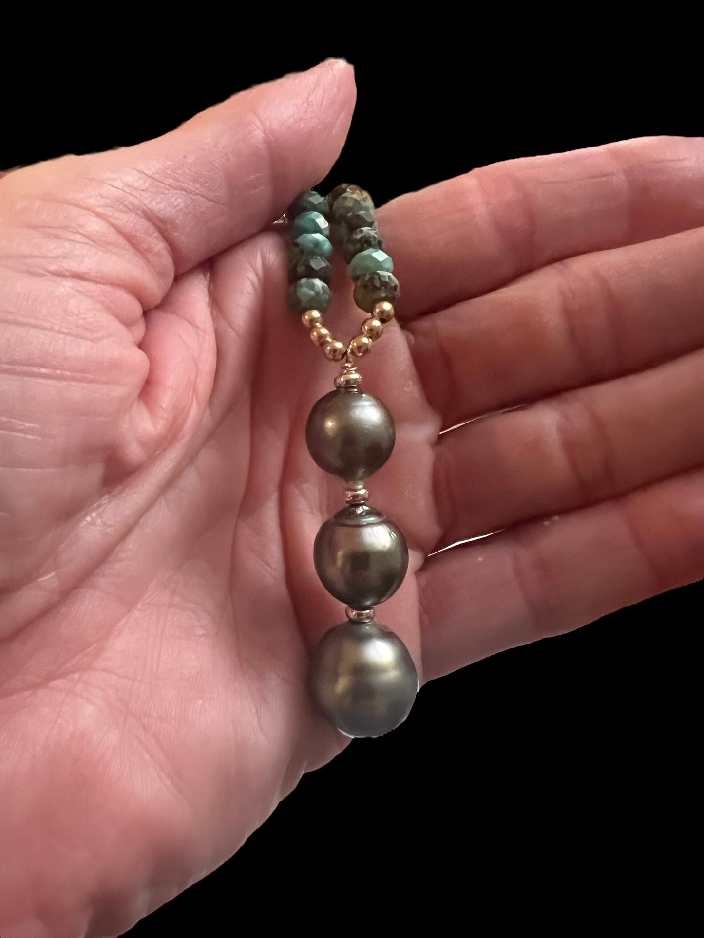 Turquoise & Triple Tahitian Necklace