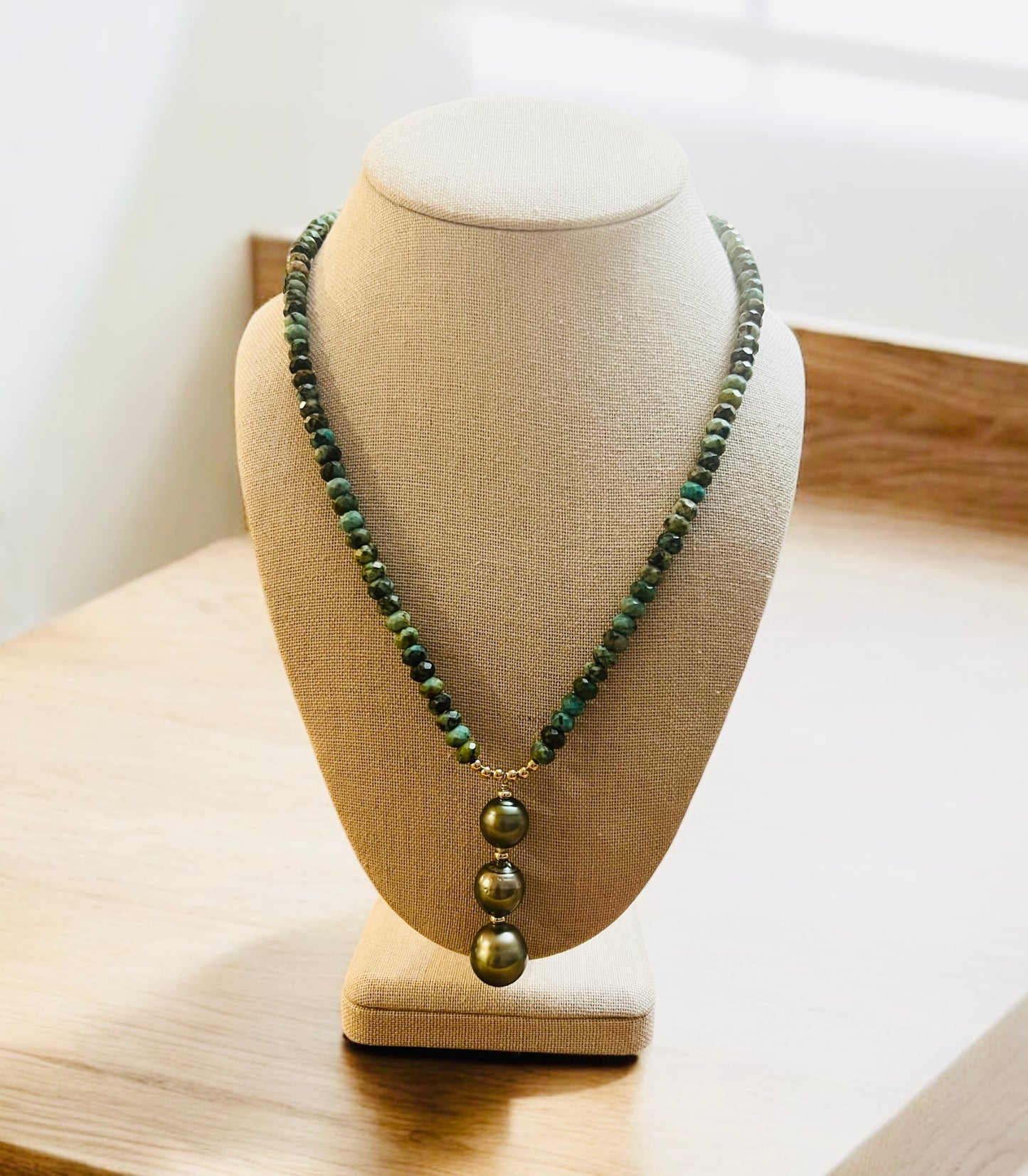 Turquoise & Triple Tahitian Necklace