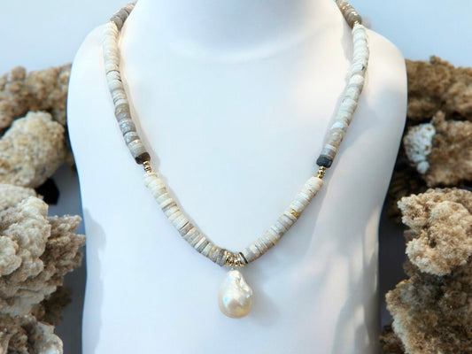 Australian Opal Fireball Pearl Necklace