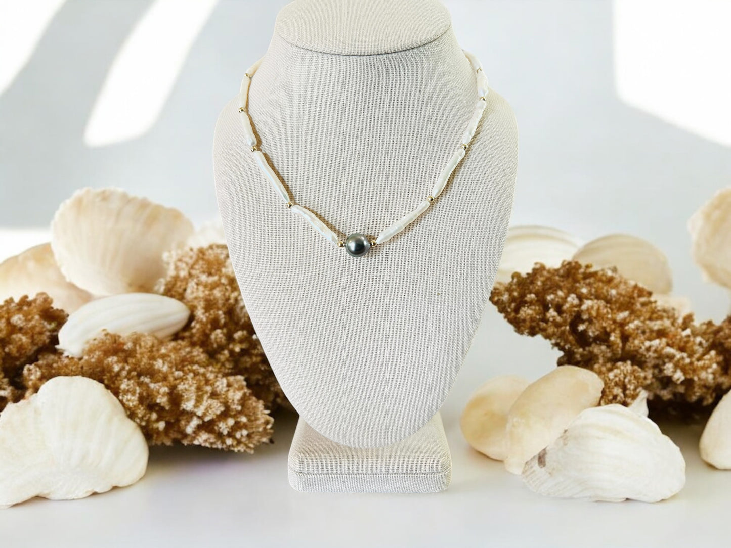 Tahitian & Freshwater Stick Pearl Necklace