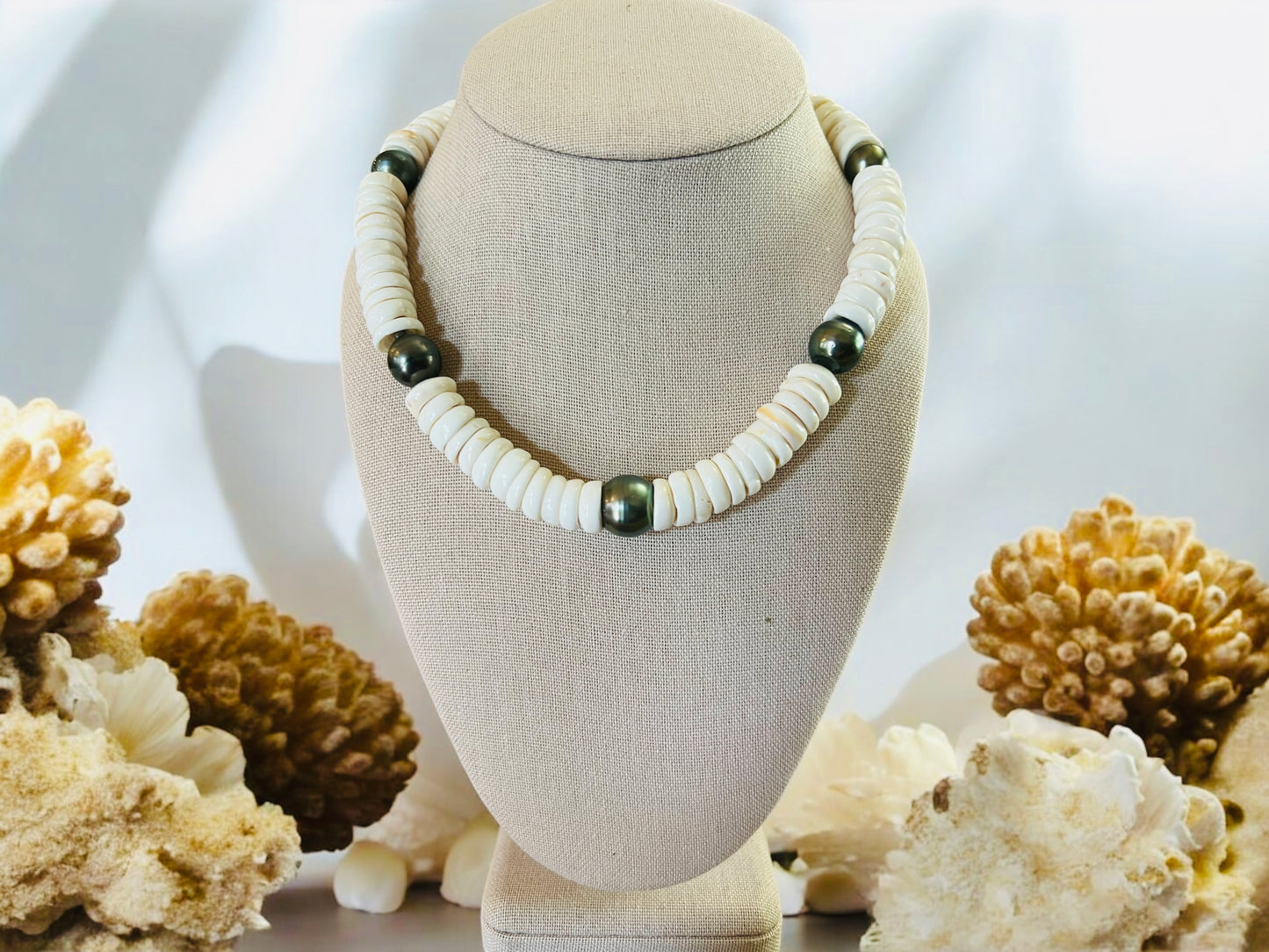 Dark Tahitian Puka Shell Necklace