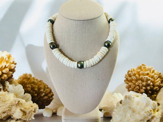 Dark Tahitian Puka Shell Necklace