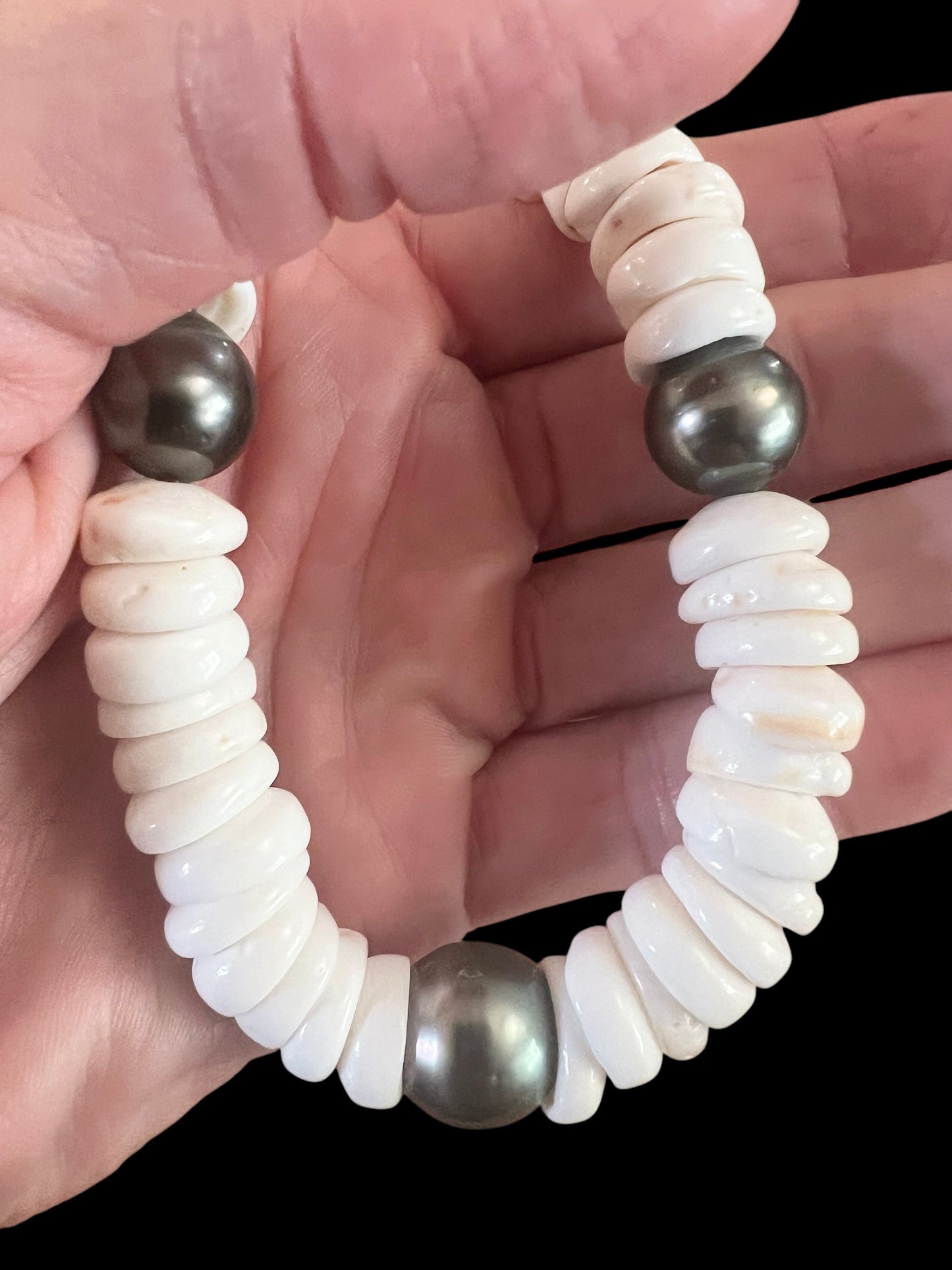 Dark Tahitian Puka Shell Necklace