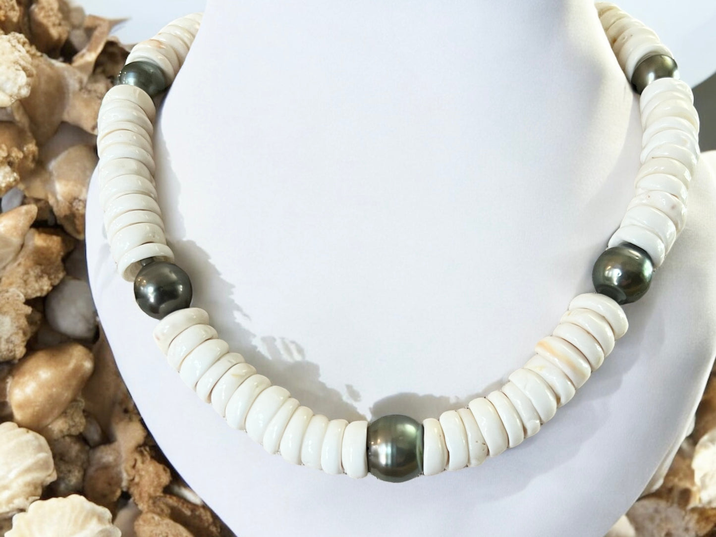 Dark Tahitian Puka Shell Necklace