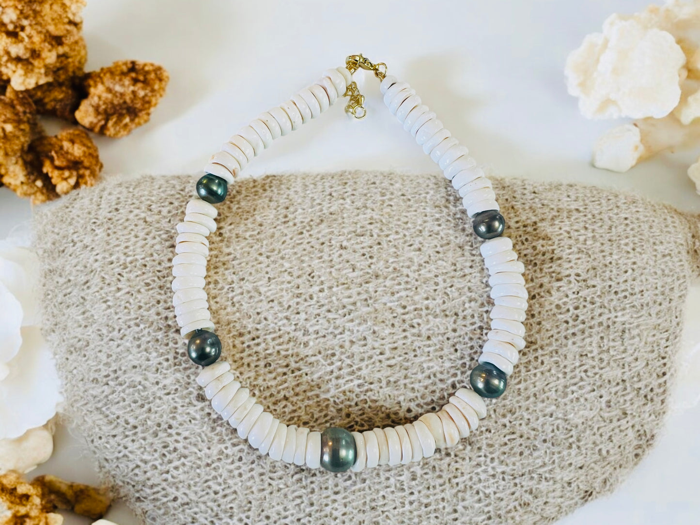 Dark Tahitian Puka Shell Necklace