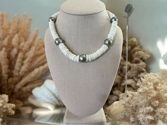 Silver Tahitian Puka Shell Necklace