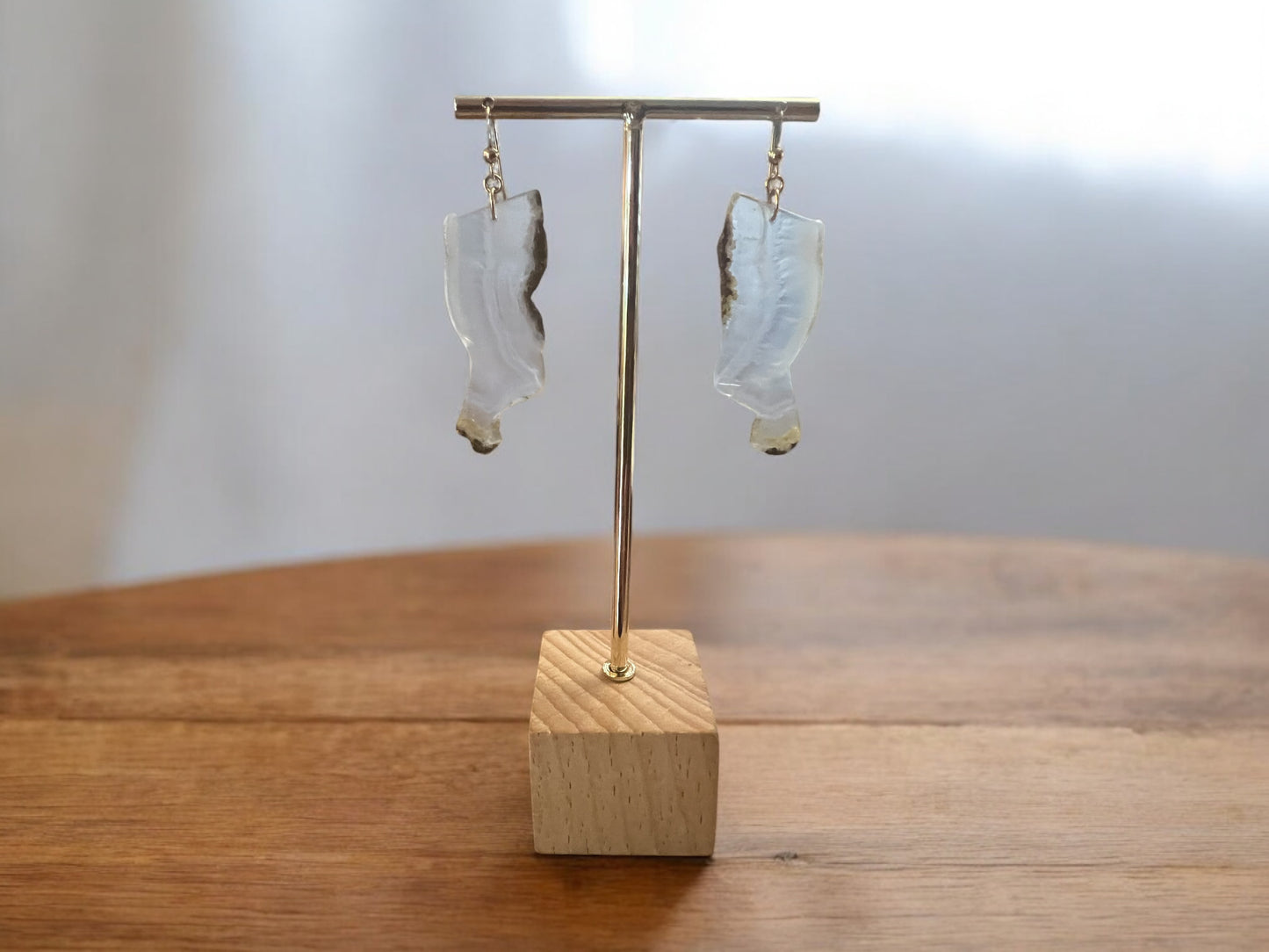 Lace Agate Slice Earrings