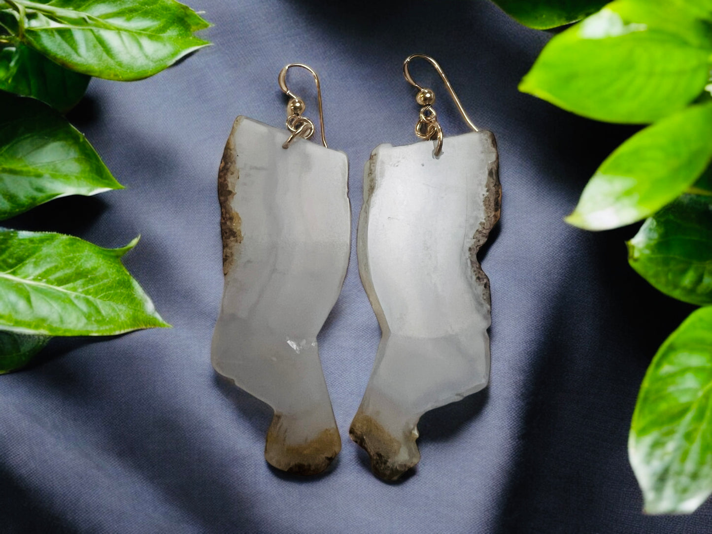 Lace Agate Slice Earrings