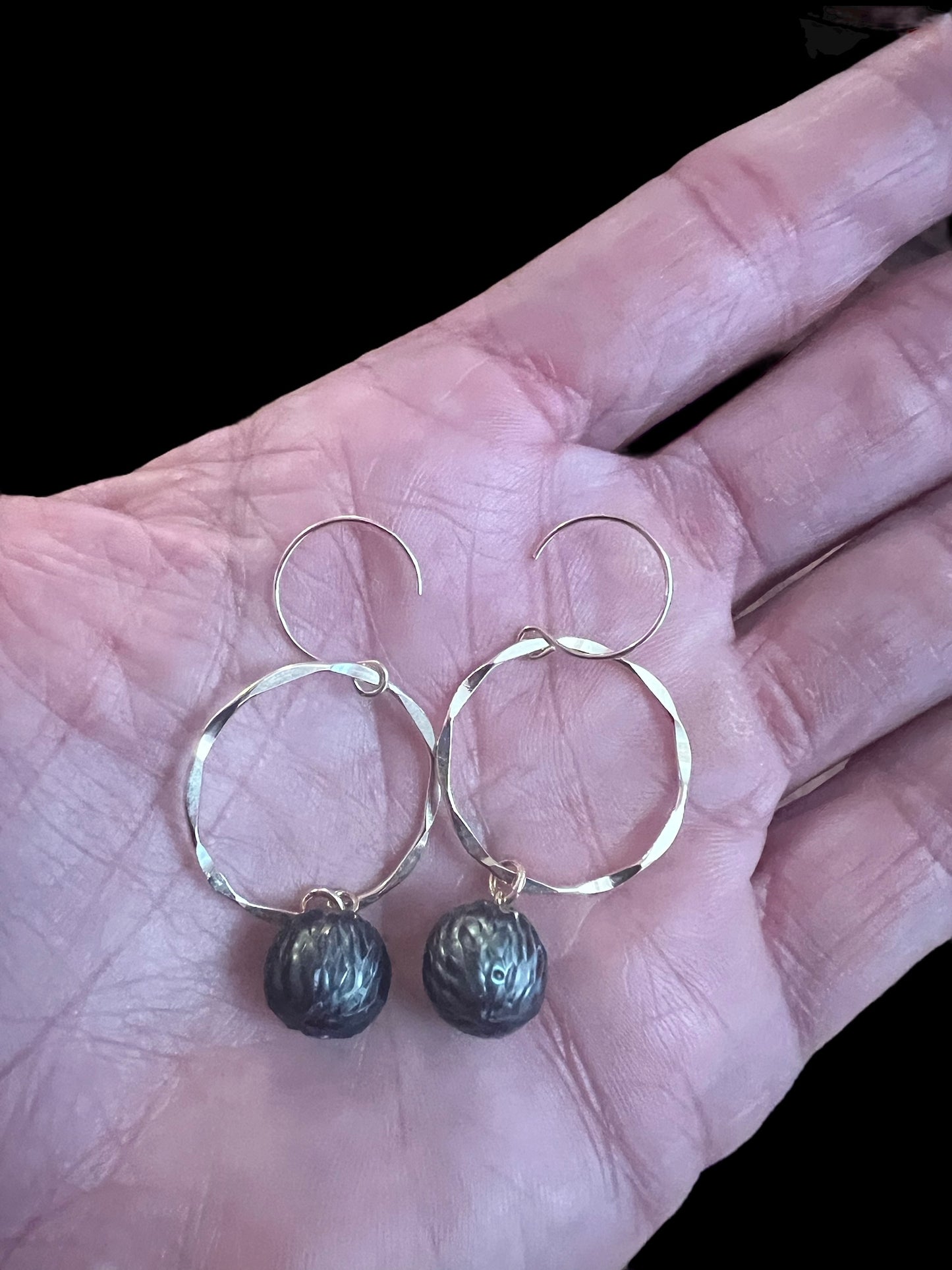 Carved Tahitian Hoop Earrings