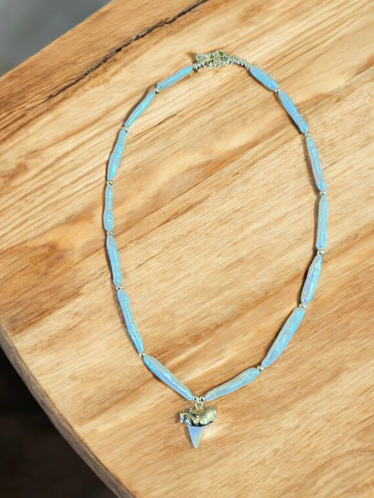 Stick Pearl Shark Tooth Necklace