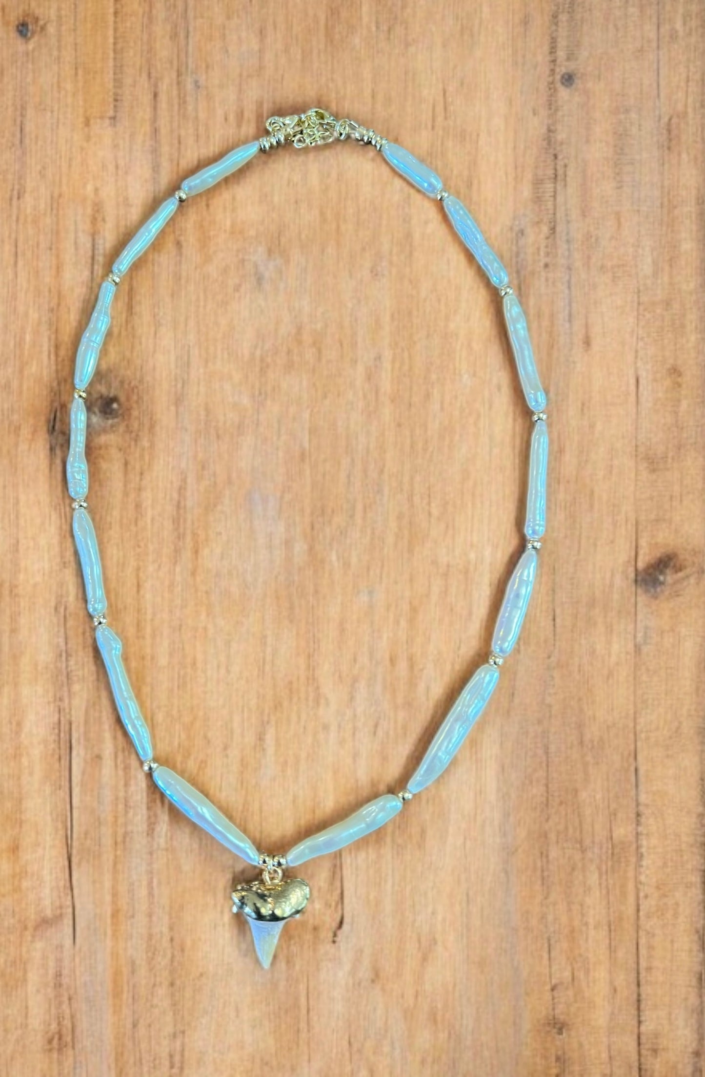 Stick Pearl Shark Tooth Necklace