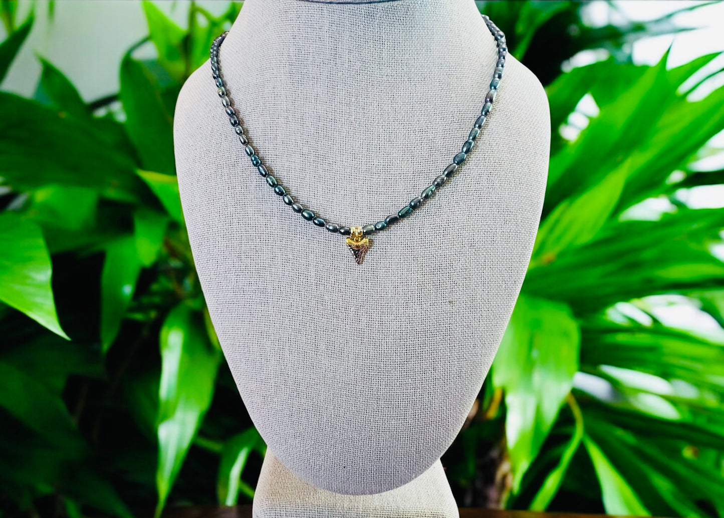 Peacock Pearl Shark Pendant Necklace