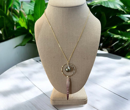 Lavender Wana & Tahitian Pendant Necklace