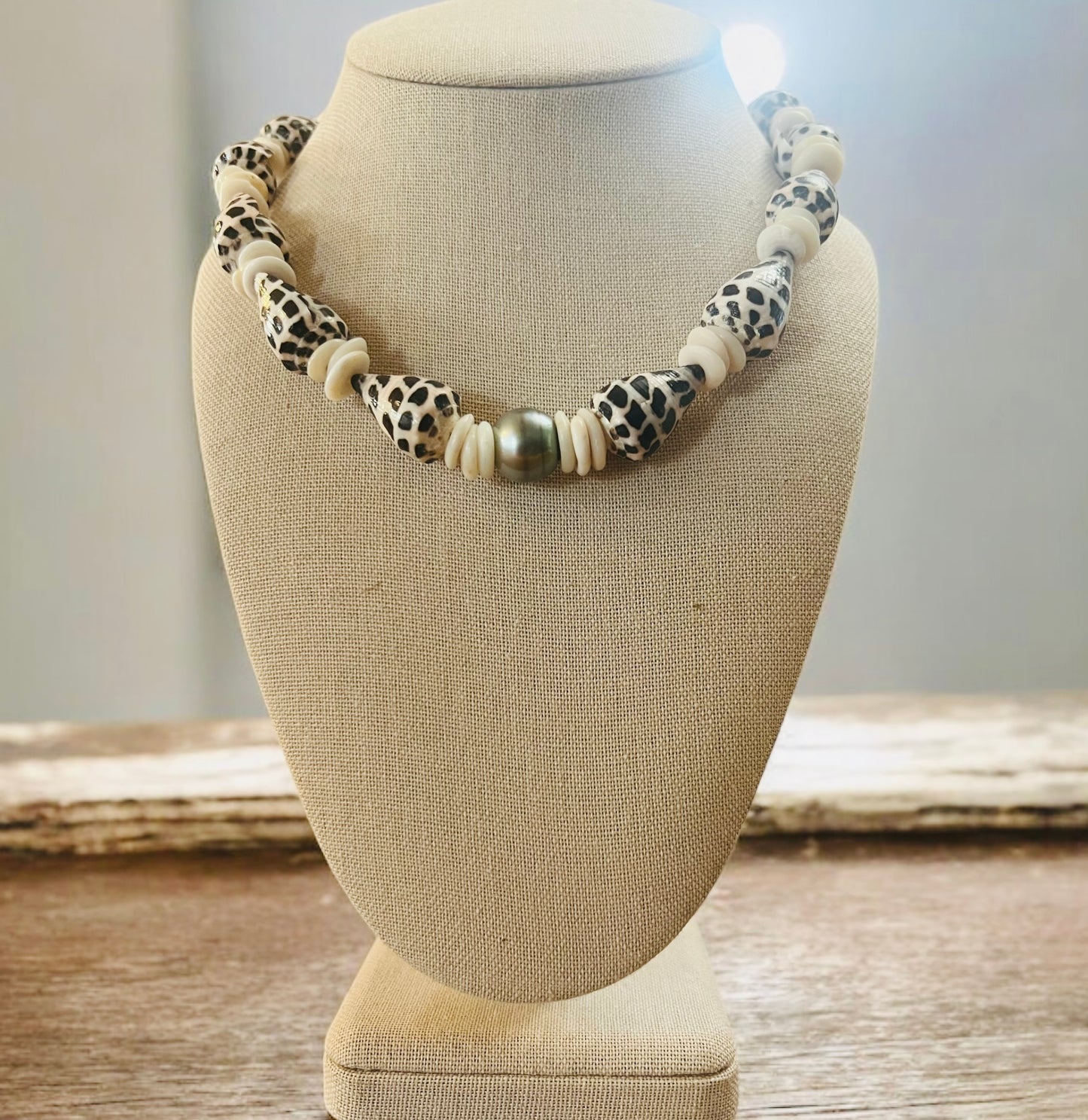 Tahitian Hebrew Cone & Puka Shell Necklace