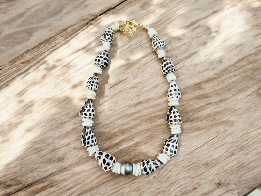 Tahitian Hebrew Cone & Puka Shell Necklace