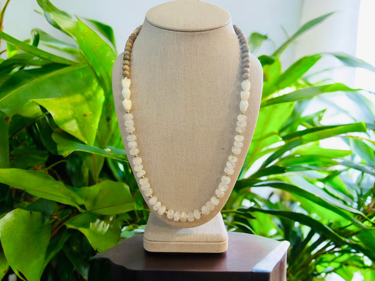Moonstone & Pikake Necklace