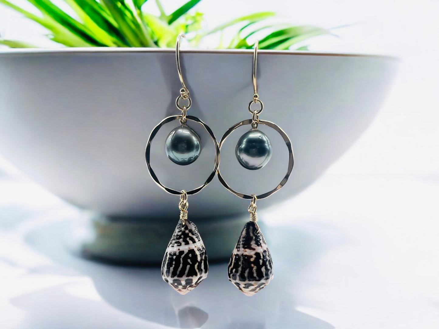 Tahitian & Chaldean Cone Earrings