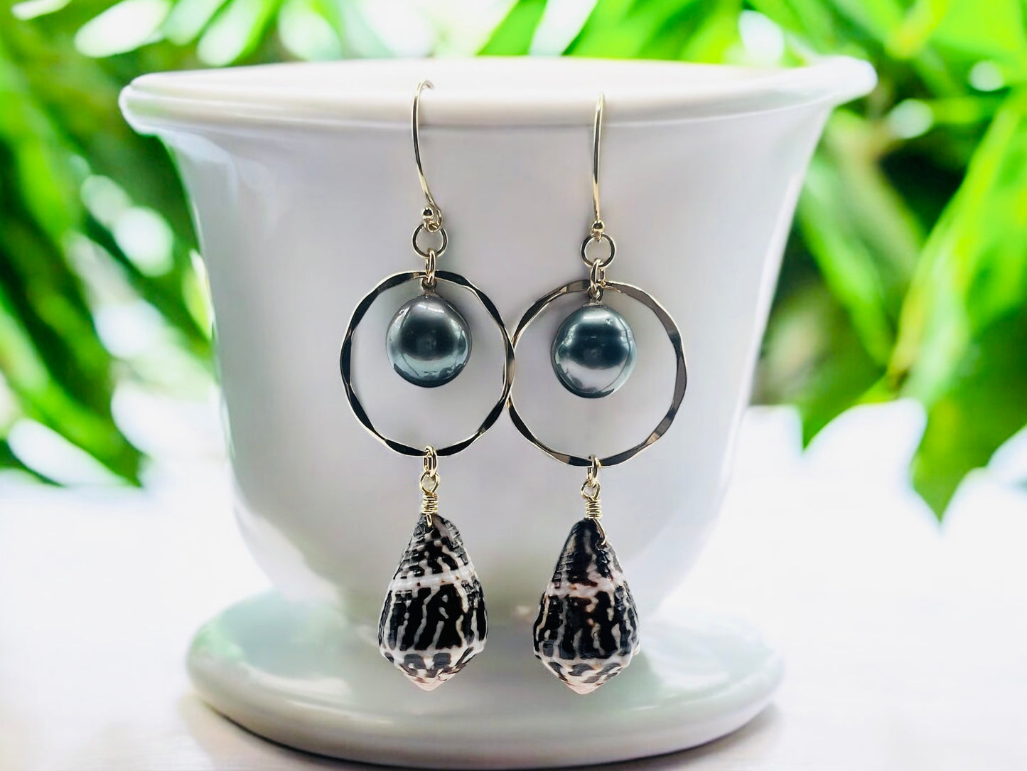 Tahitian & Chaldean Cone Earrings