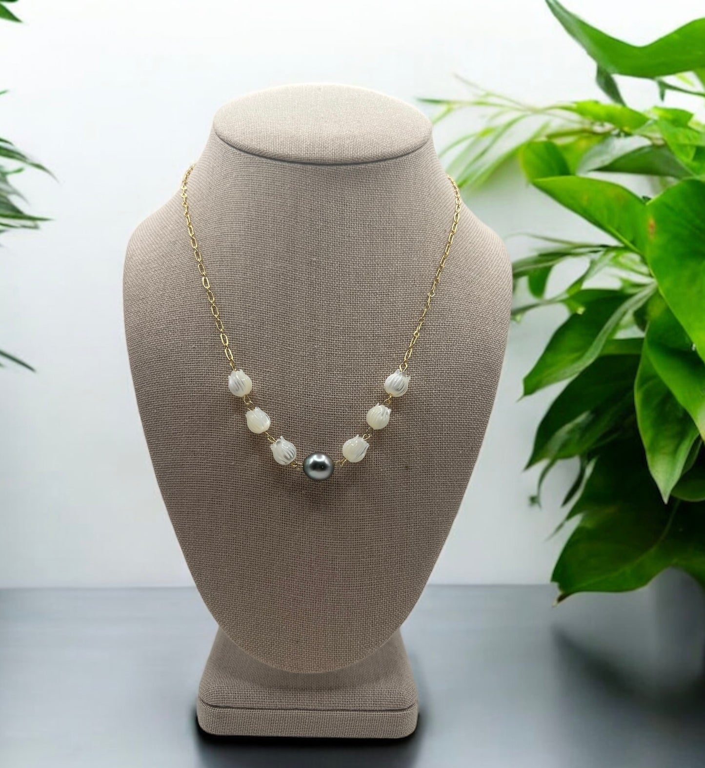 Pikake & Tahitian Chain Necklace