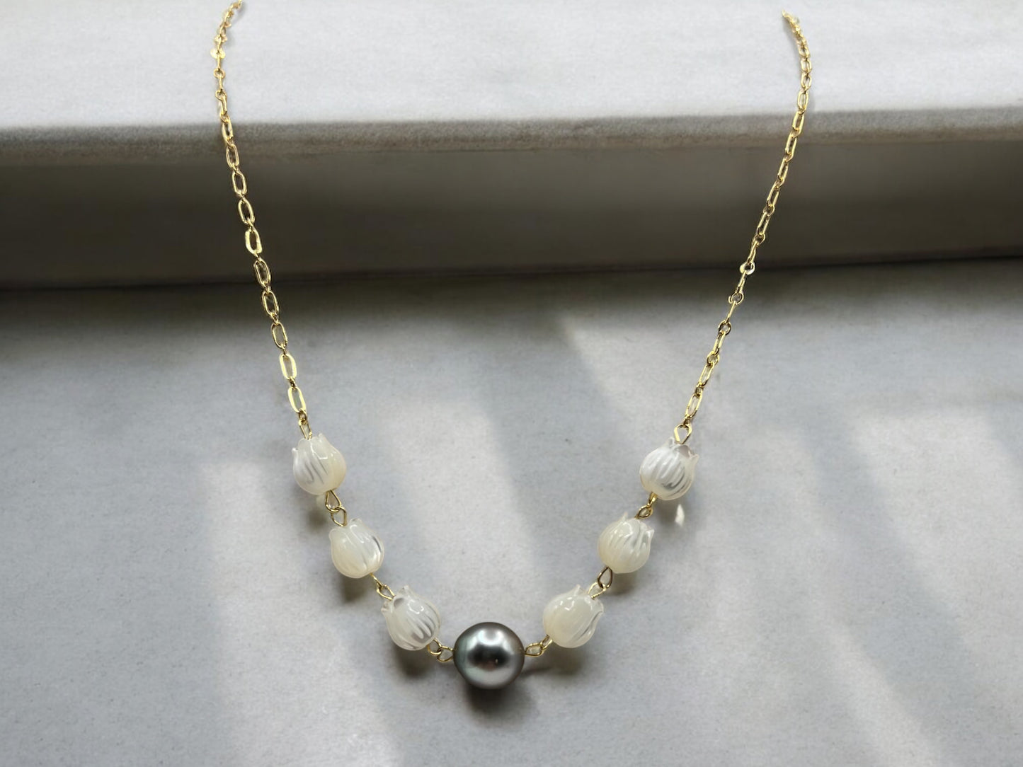 Pikake & Tahitian Chain Necklace