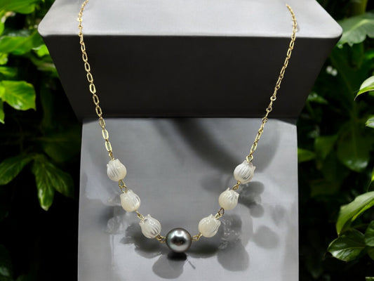 Pikake & Tahitian Chain Necklace