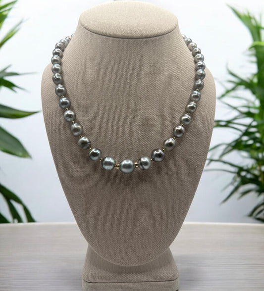 Baroque Silver Tahitian Strand Necklace