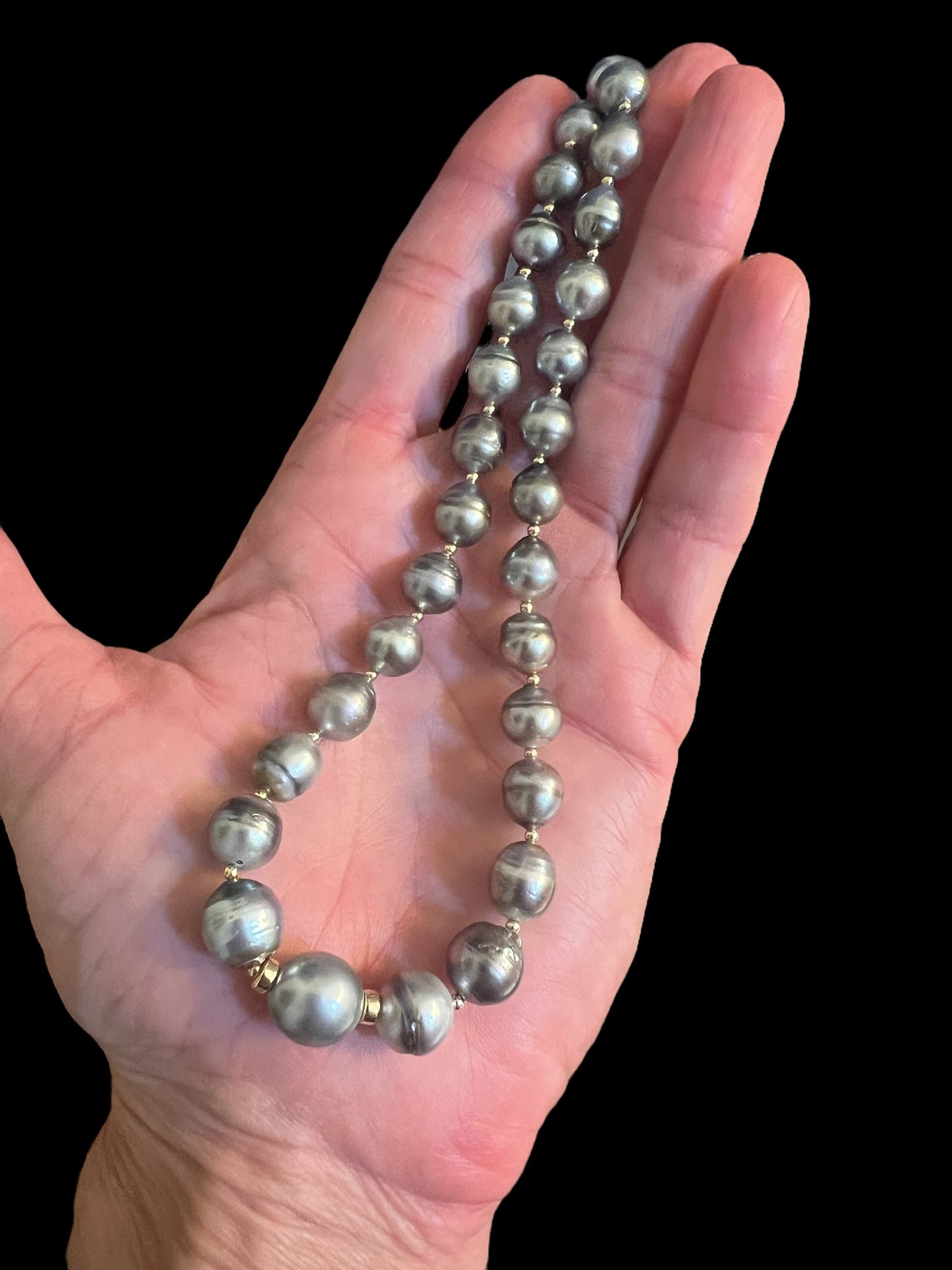 Baroque Silver Tahitian Strand Necklace