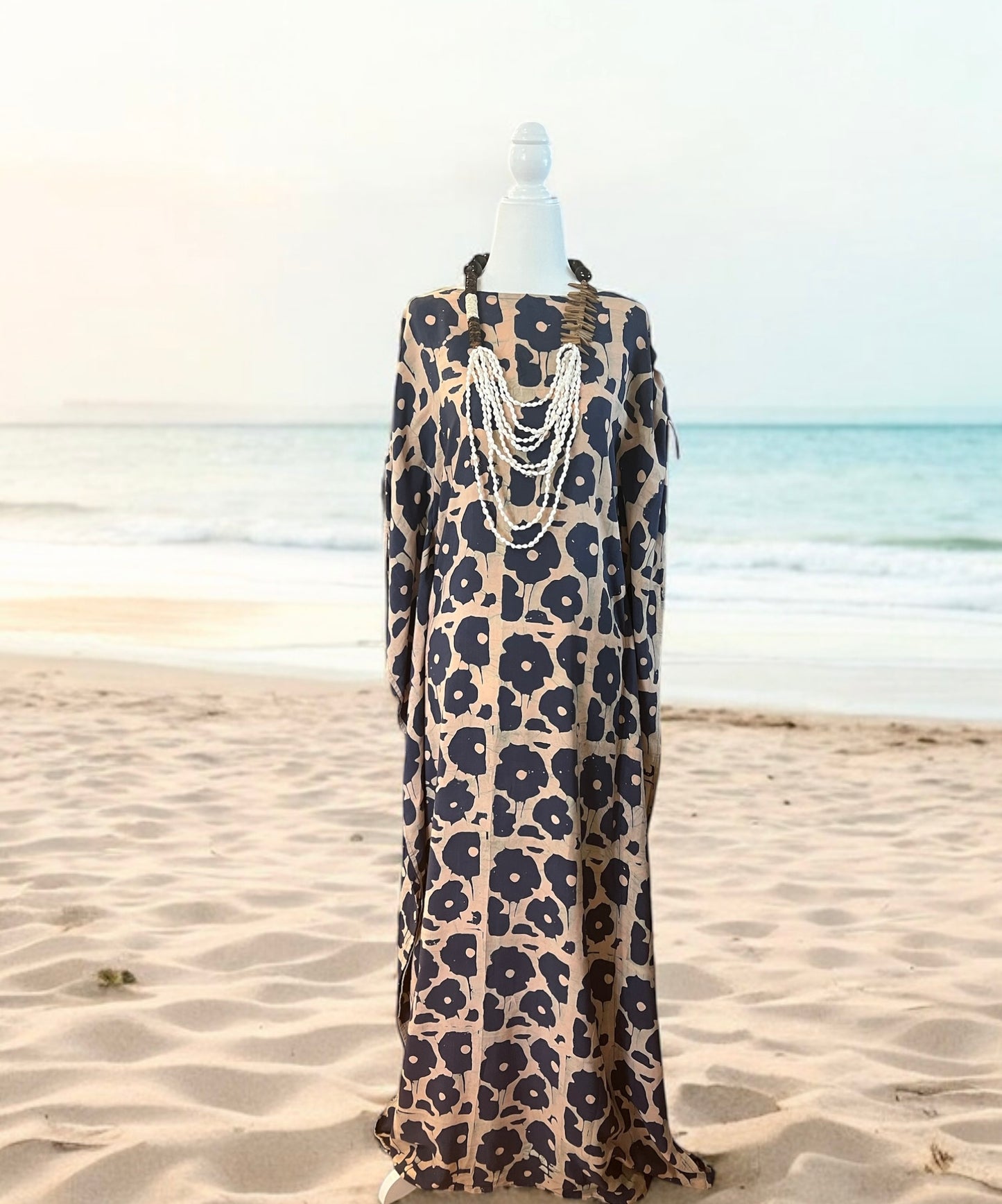 Boatneck Kaftan - Blue Floral