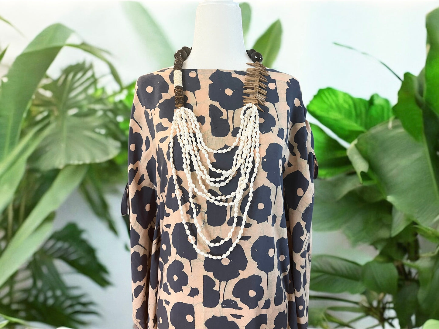 Boatneck Kaftan - Blue Floral